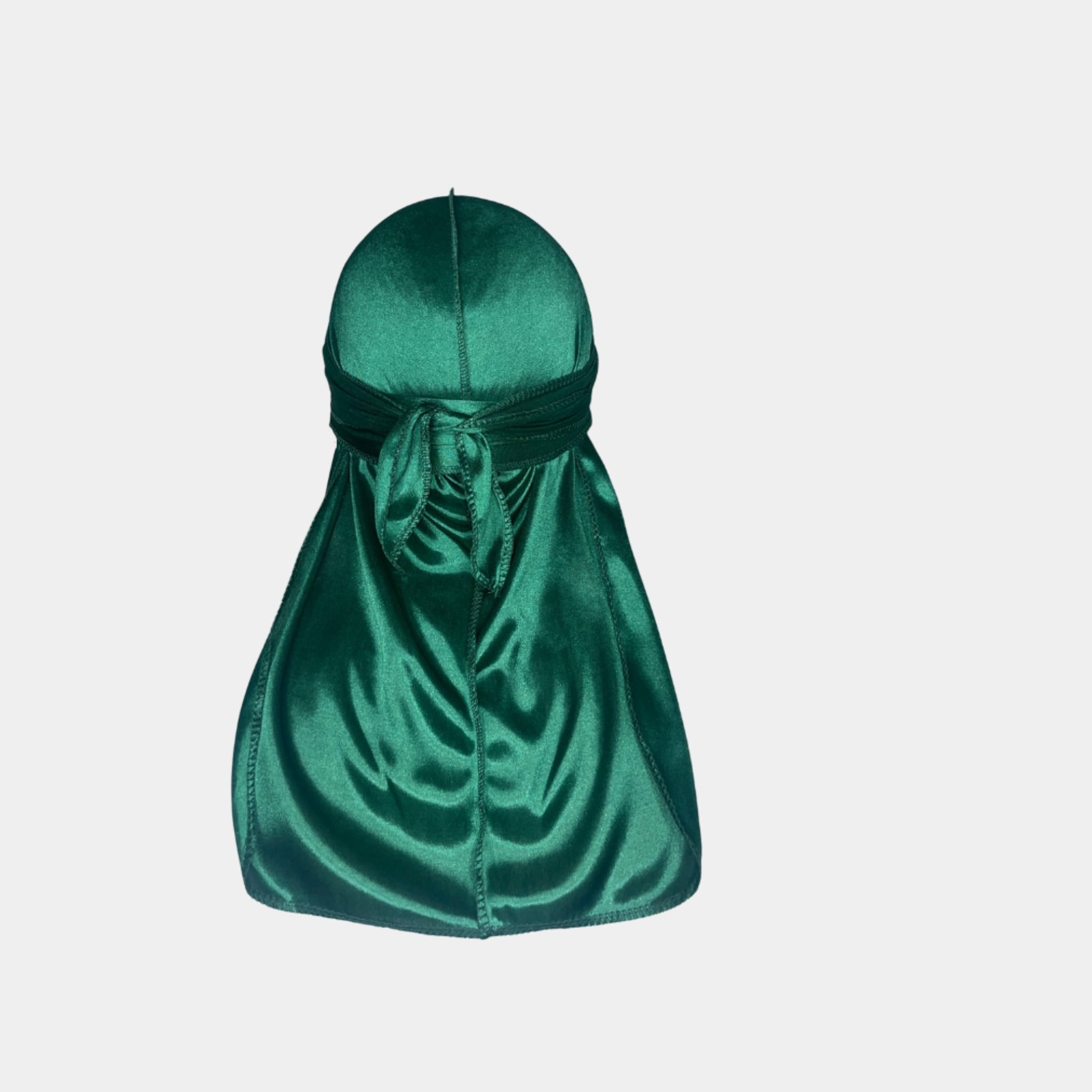 Green Premium Silky Durag with extra-long tail for 360 waves, featuring reinforced stitching and silky material