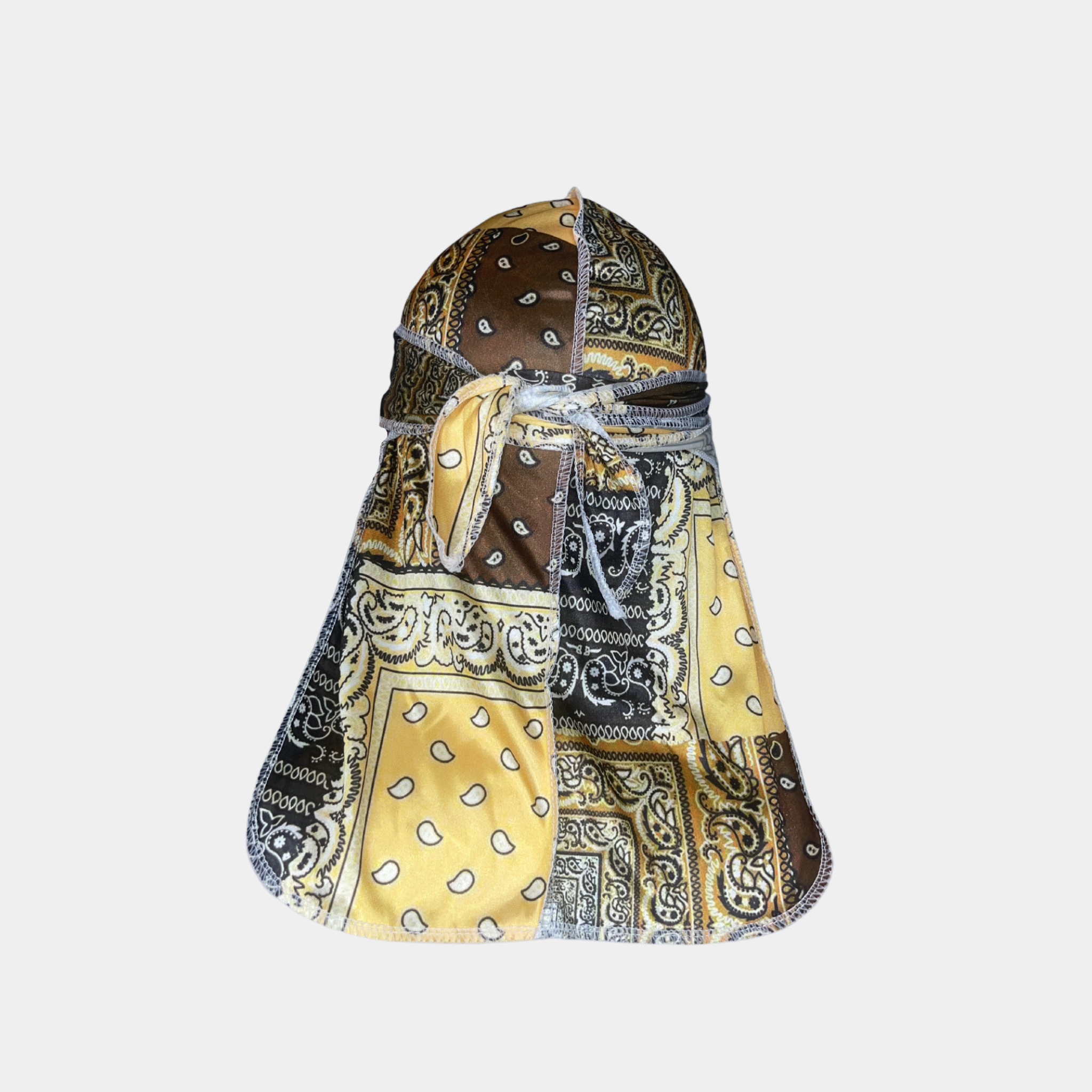 Brown & Yellow Bandana Silky Durag