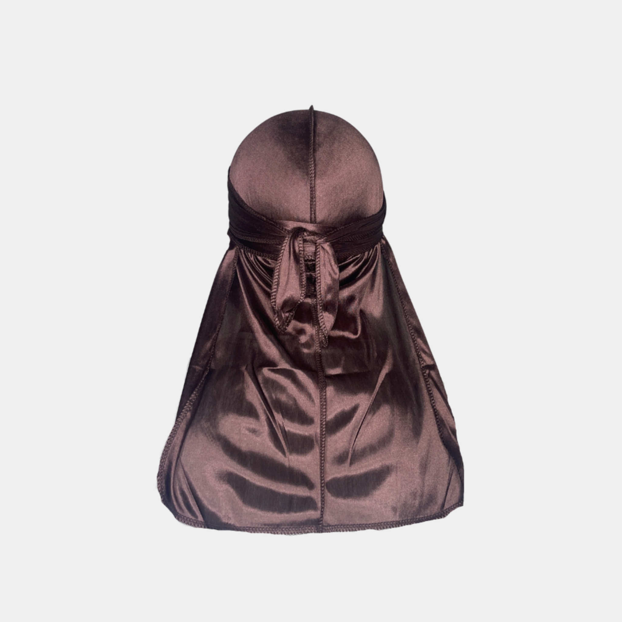 Brown Premium Silky Durag with extra-long tail for 360 waves, featuring reinforced stitching and silky material