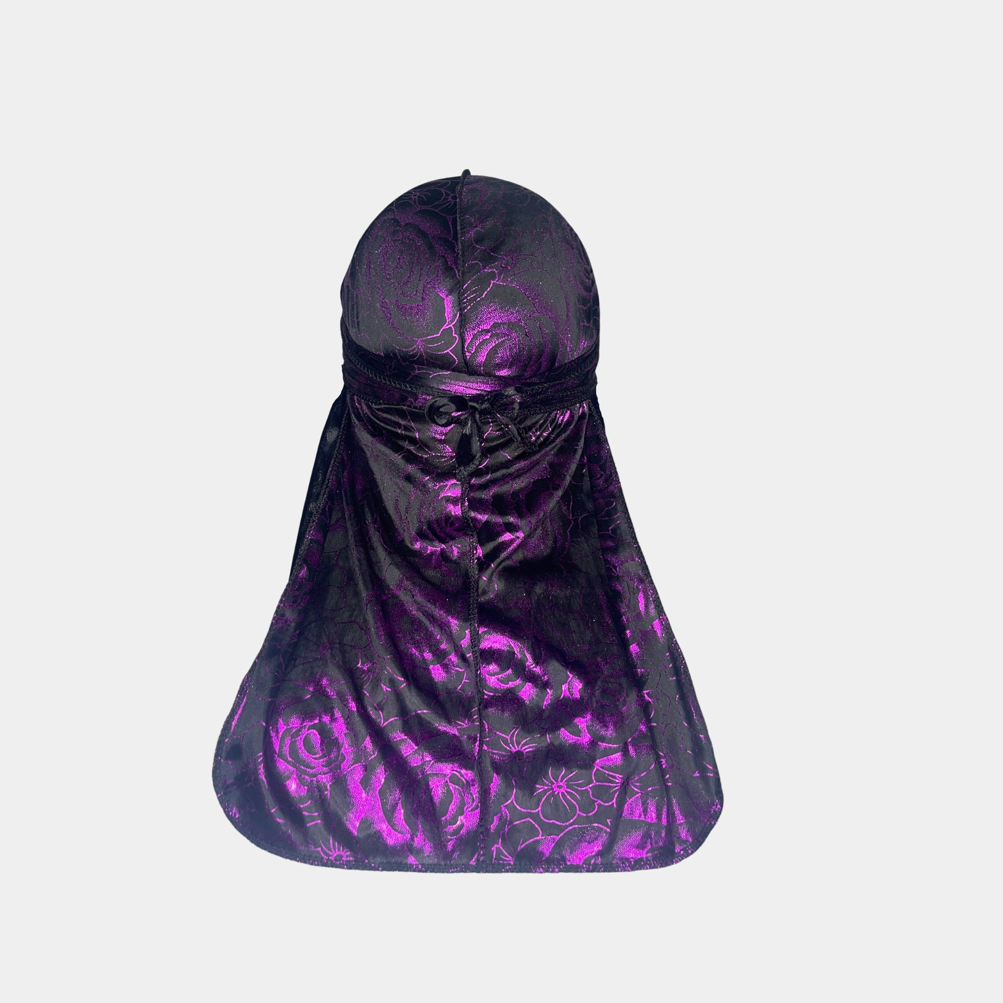 Purple/Black Rose Silky Durag