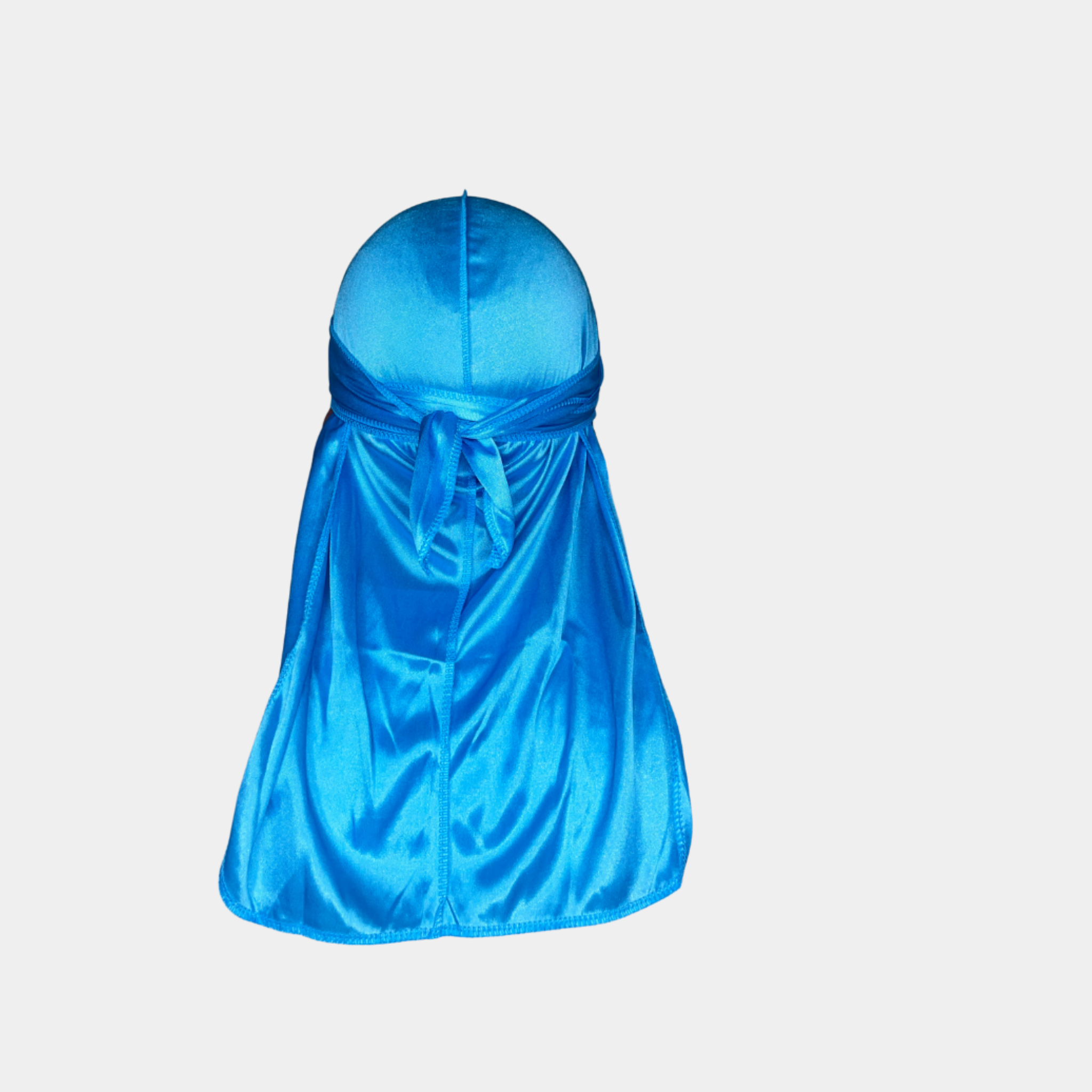 Ocean Blue Premium Silky Durag with extra-long tail for 360 waves, featuring reinforced stitching and silky material