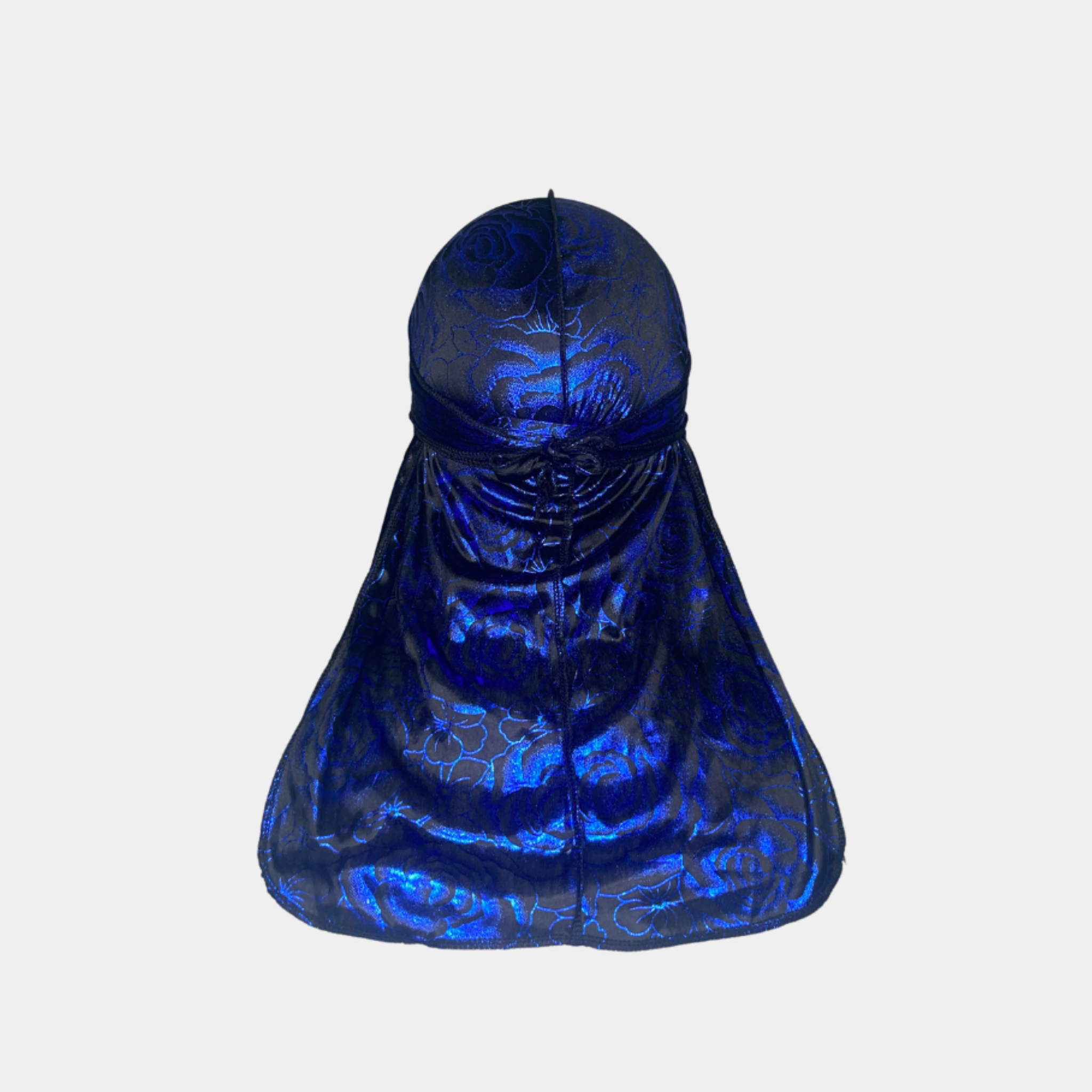 Blue and Black Rose Silky Durag