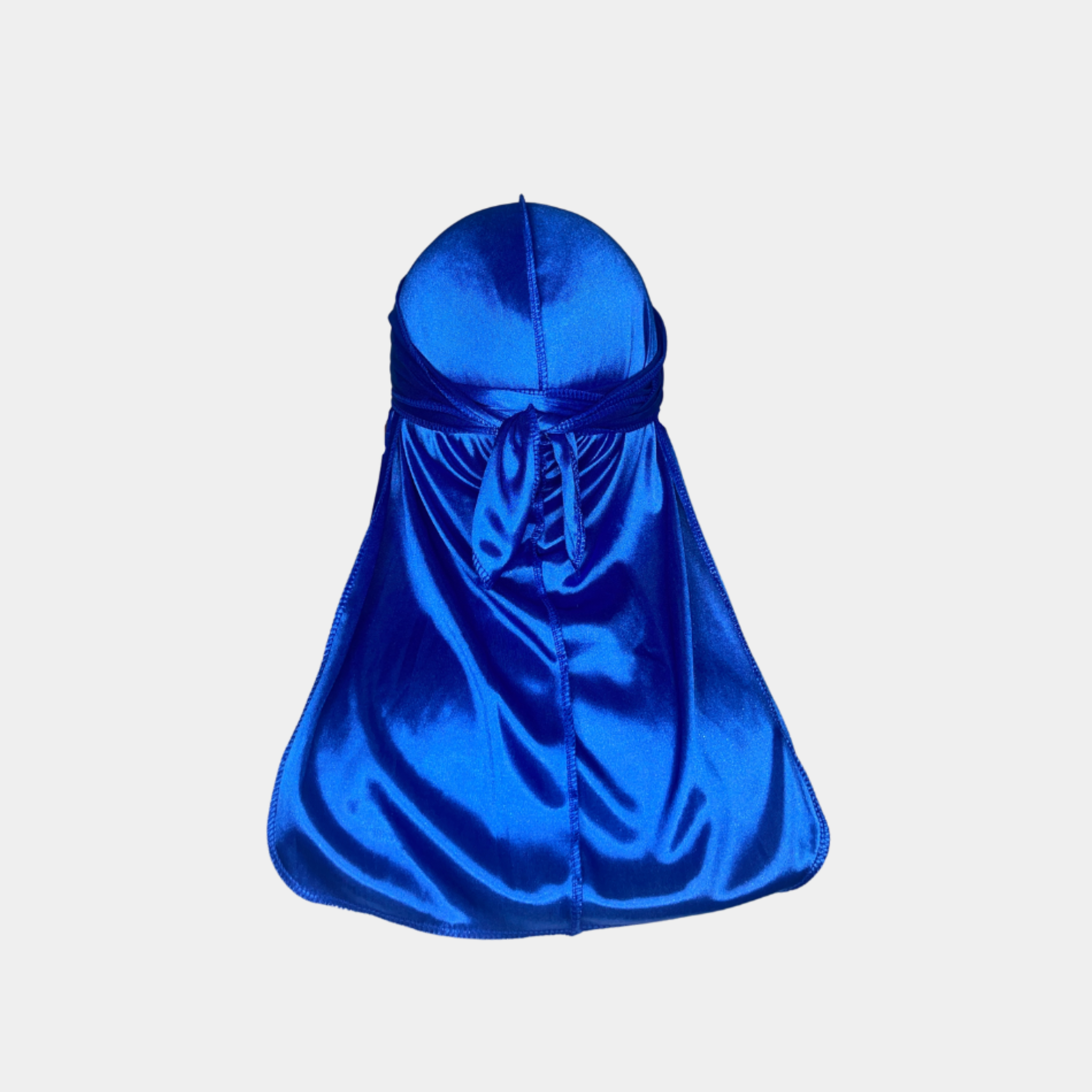 Electric Blue Premium Silky Durag with extra-long tail for 360 waves, featuring reinforced stitching and silky material