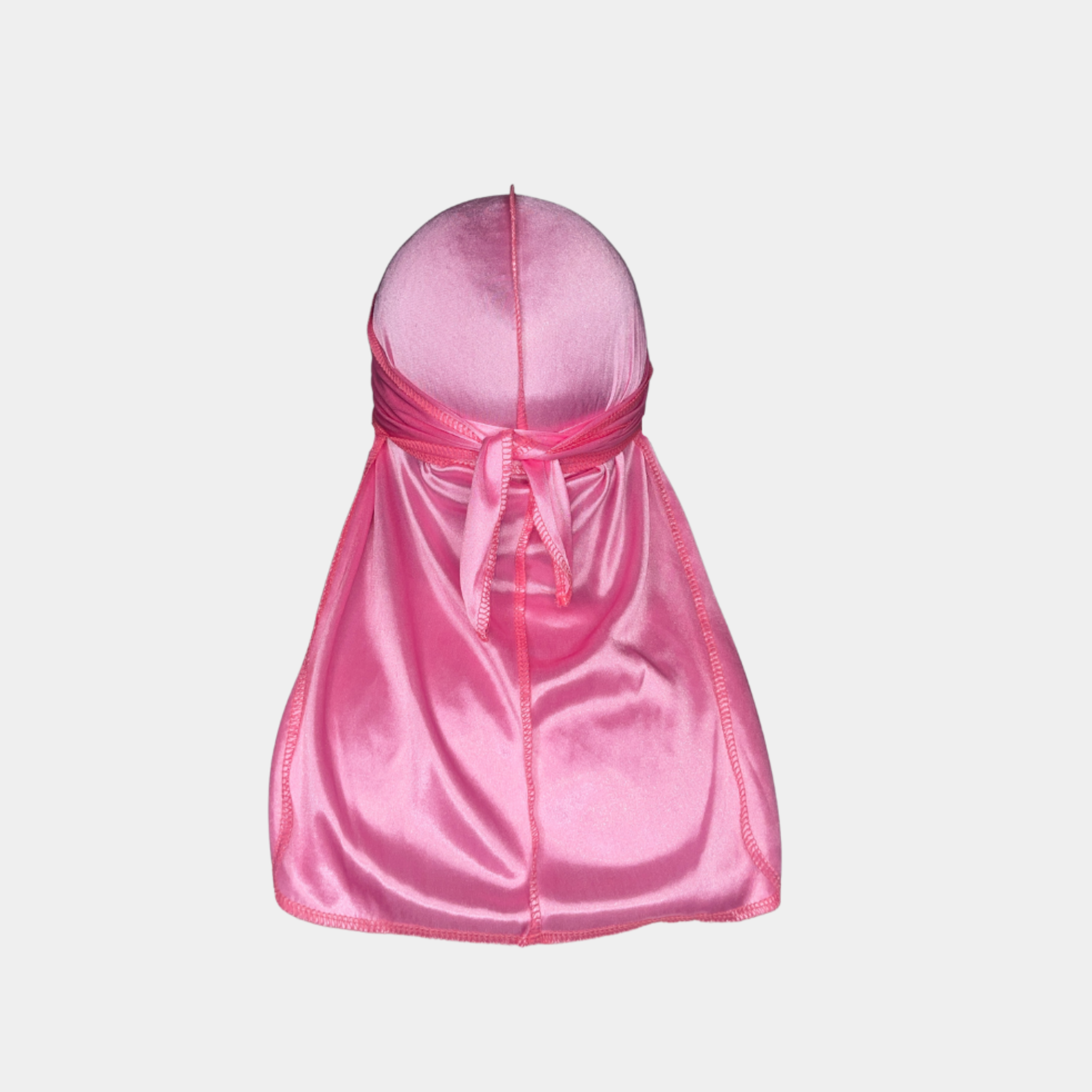 Pink Premium Silky Durag with extra-long tail for 360 waves, featuring reinforced stitching and silky material