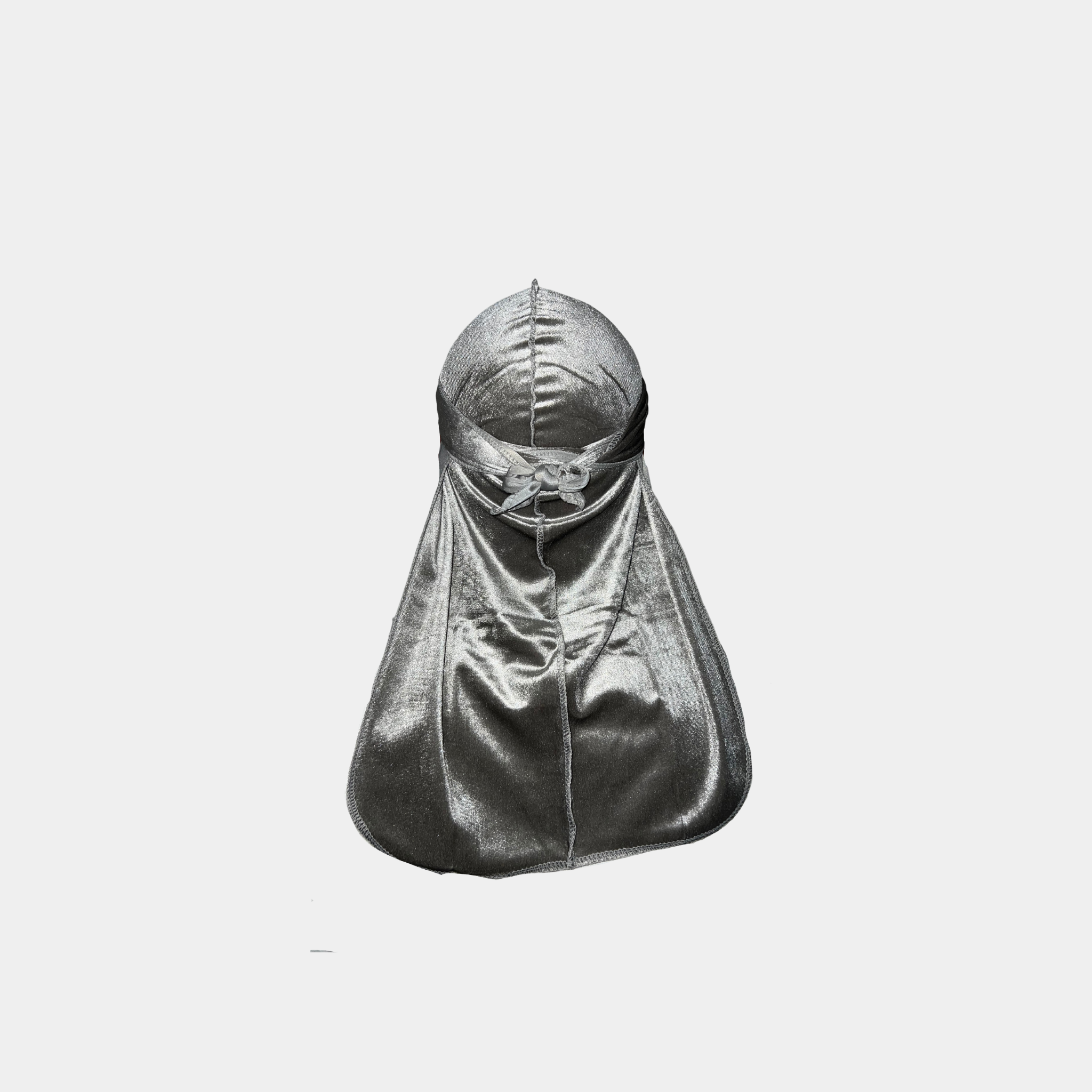 Gray Premium Velvet Durag with extra-long tail for 360 waves, featuring reinforced stitching and velvet material