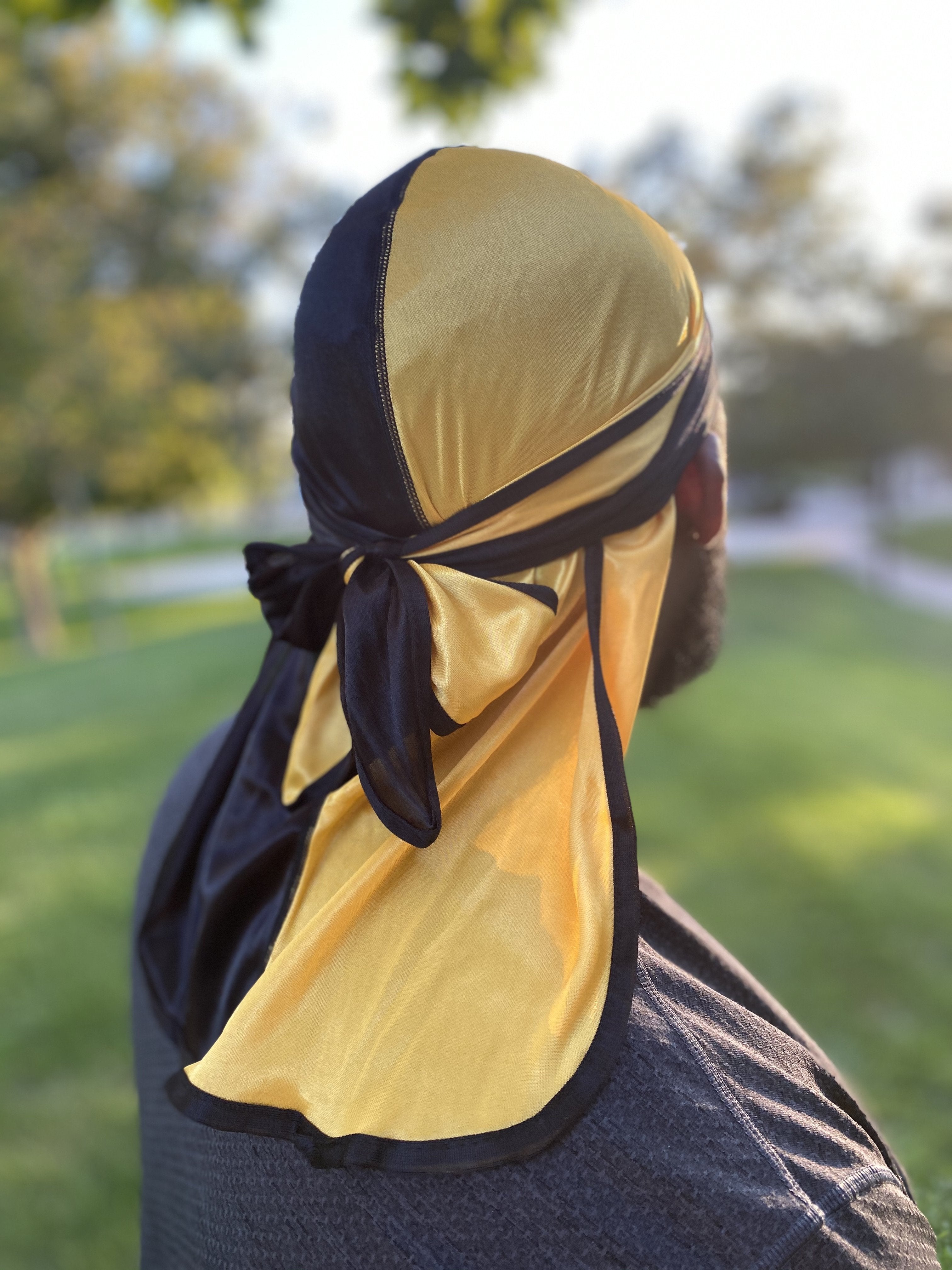 Yellow/Black Two-Tone Silky Durag