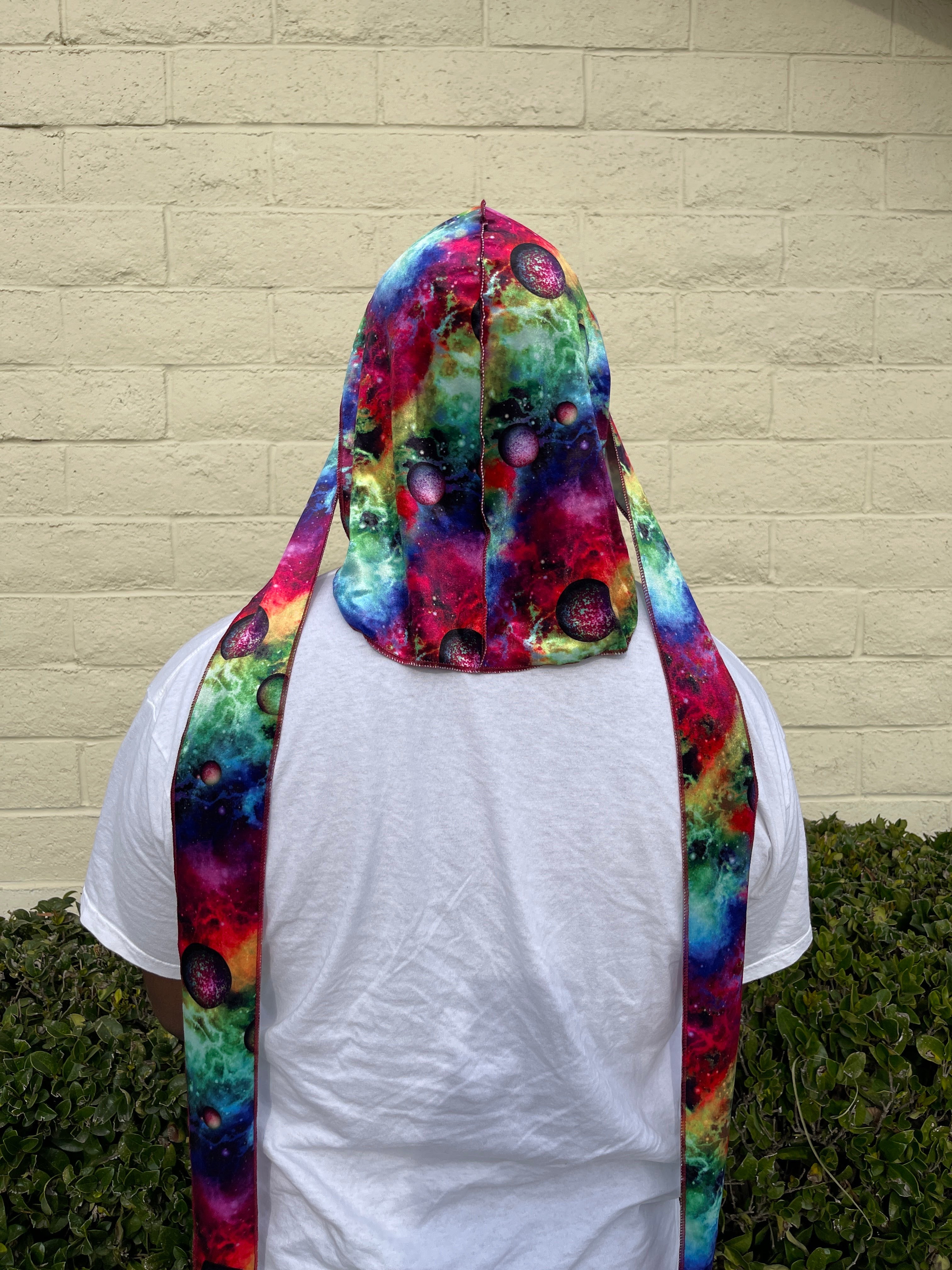 Planets Premium Velvet Durag with extra-long tail for 360 waves, featuring reinforced stitching and velvet material