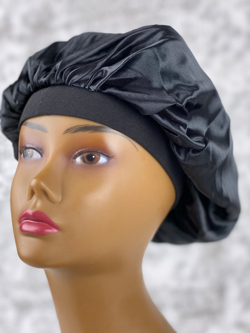 Black Satin Bonnet