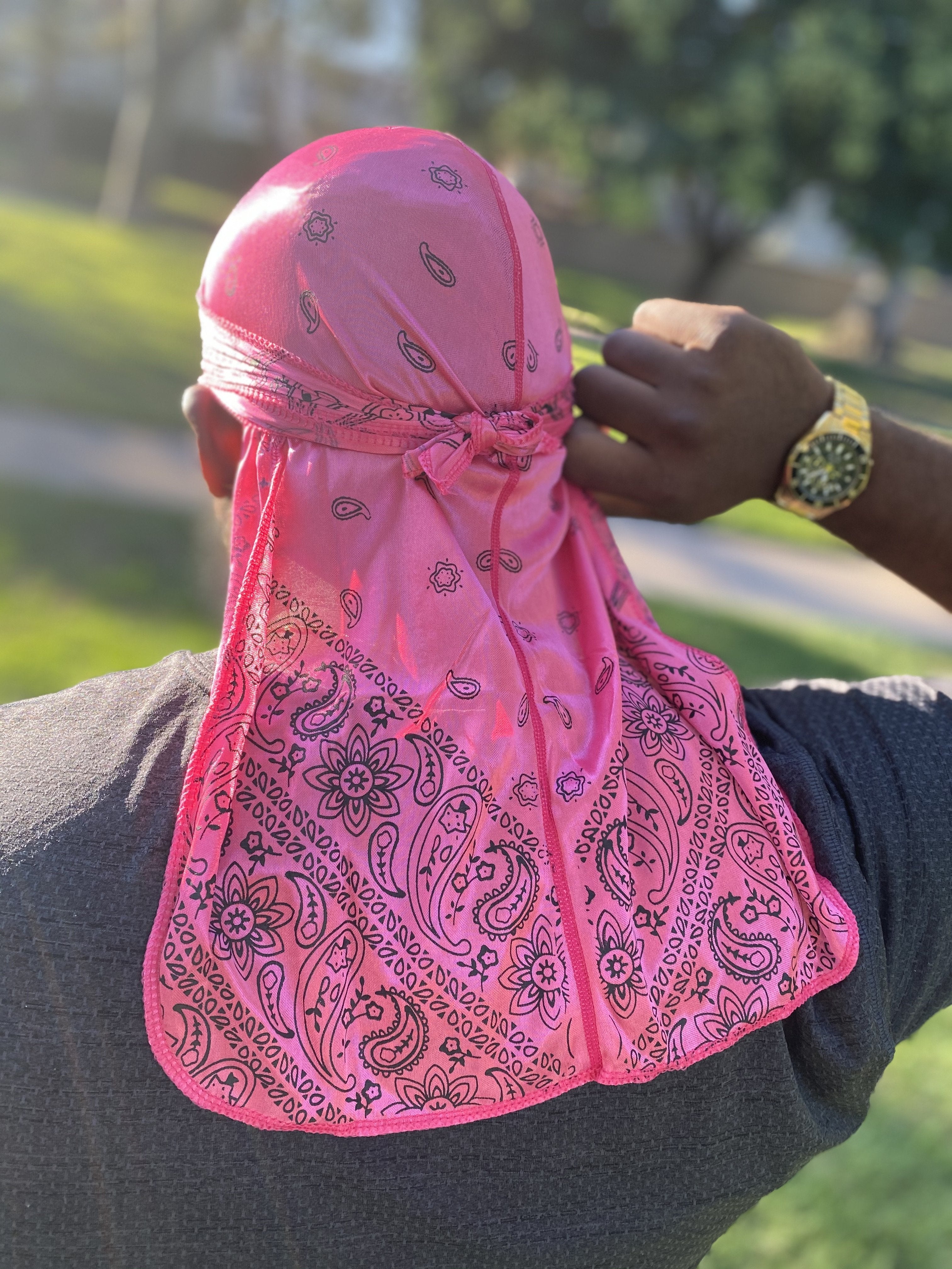 Pink Bandana Silky Durag