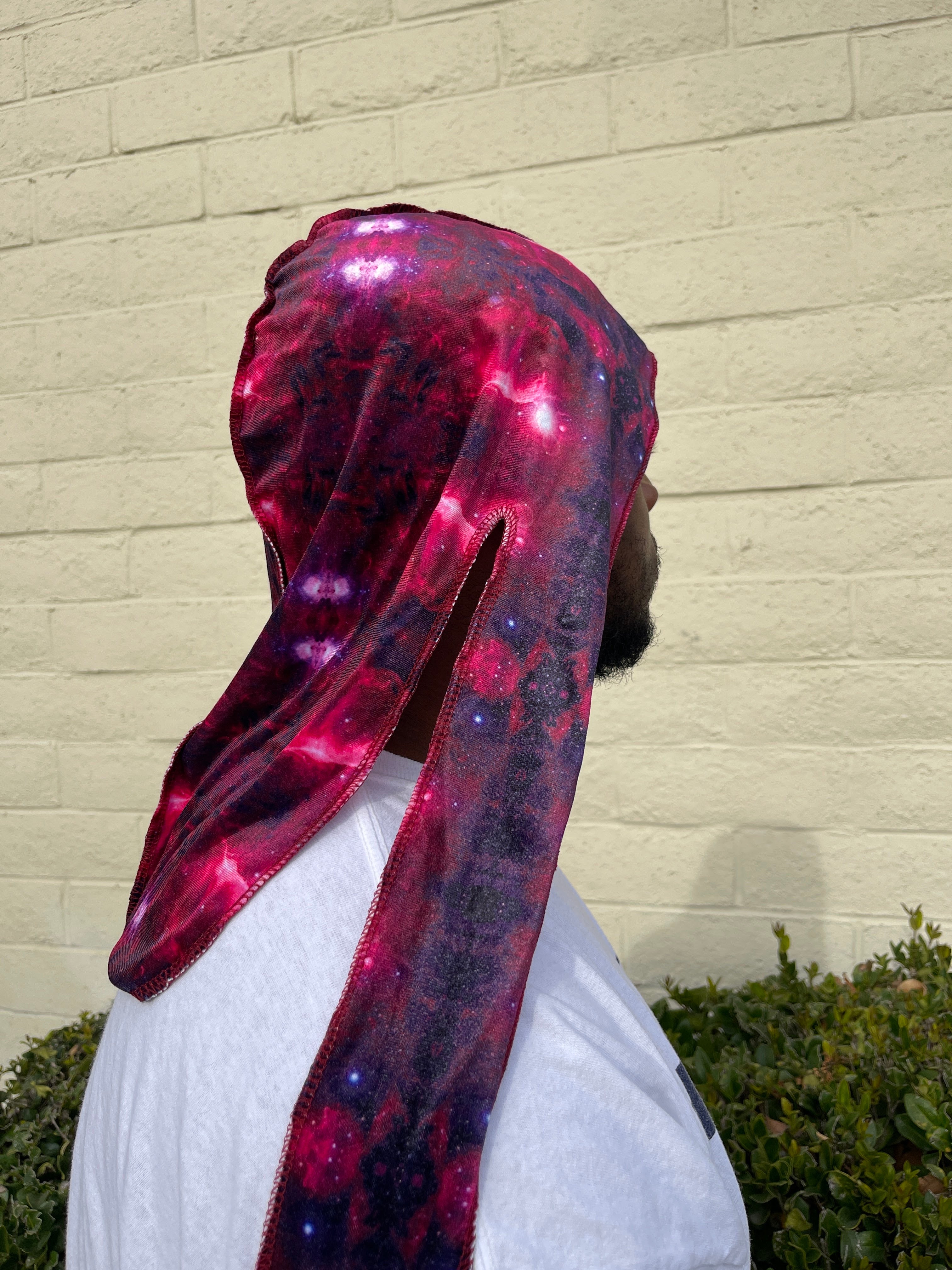 Red "Nebula" Velvet Durag
