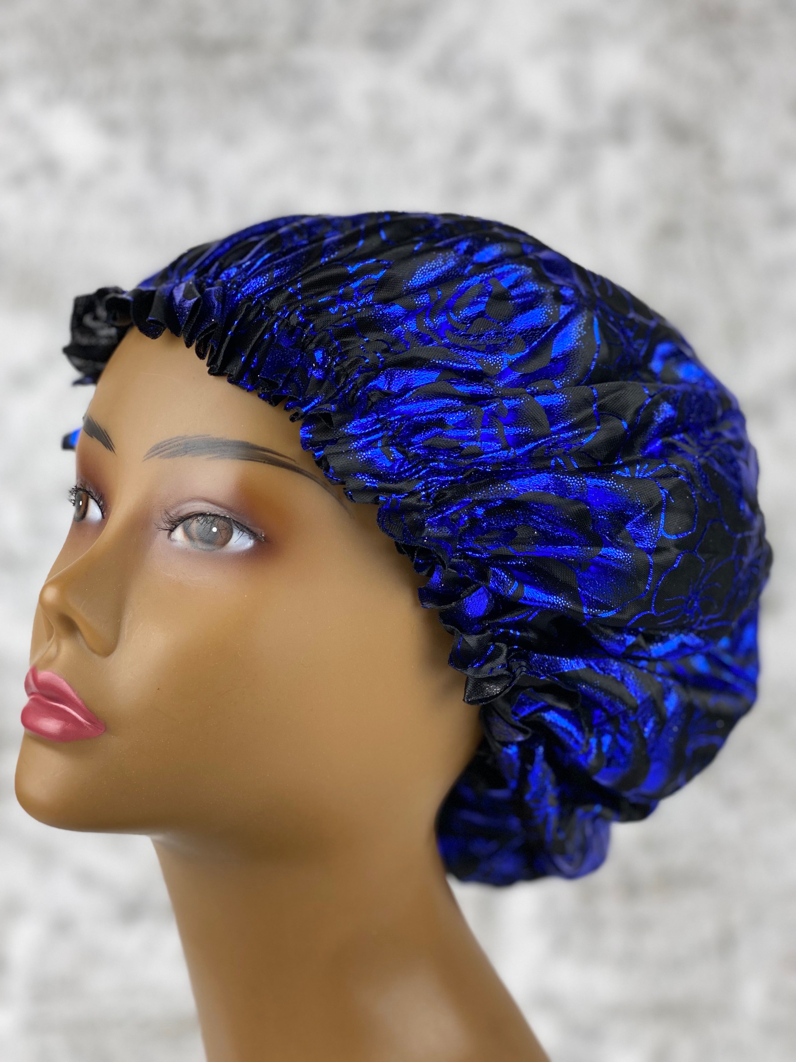 Black/Blue Rose Silky Bonnet