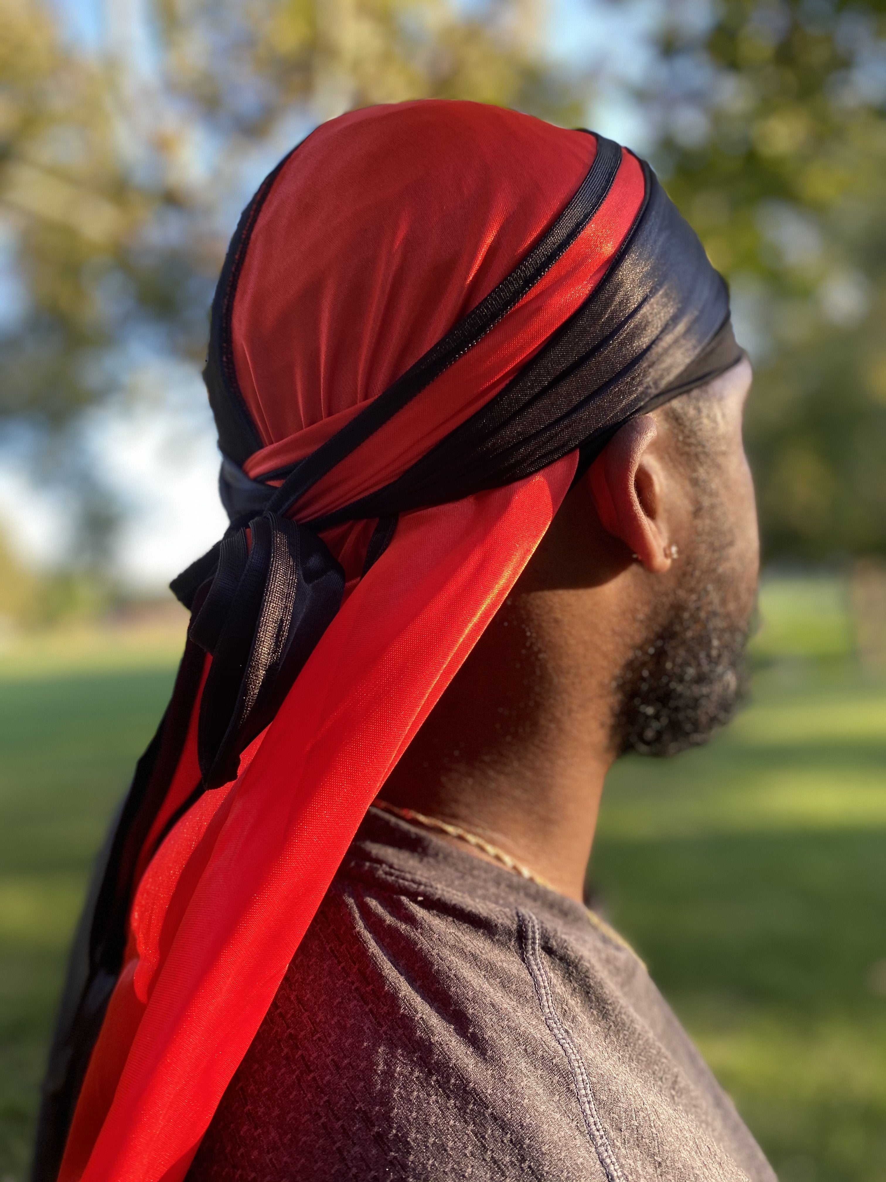 Red/Black Two-Tone Silky Durag