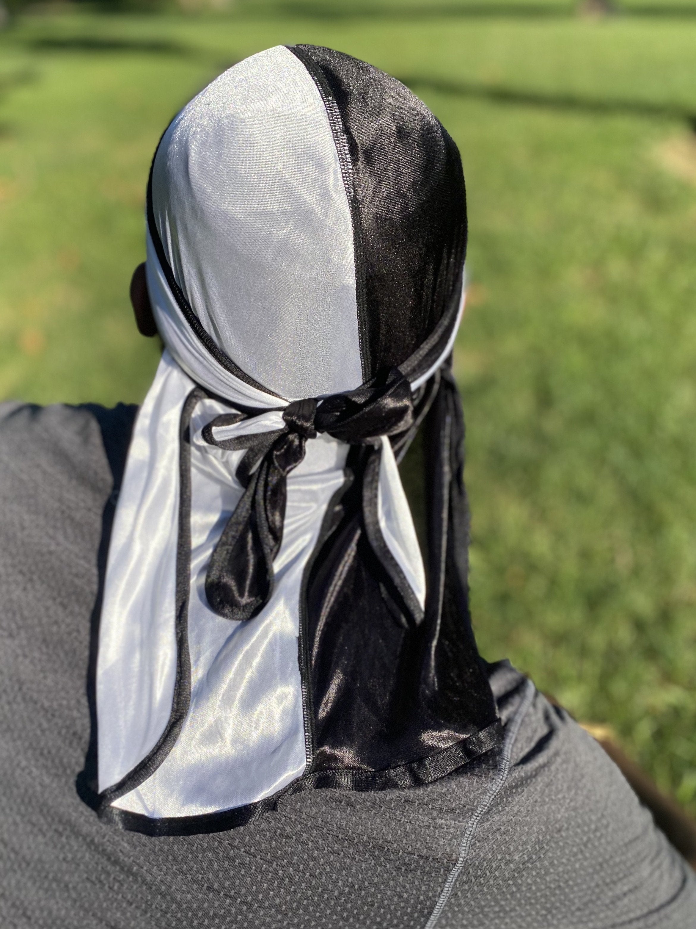 Silver/Black Two-Tone Silky Durag